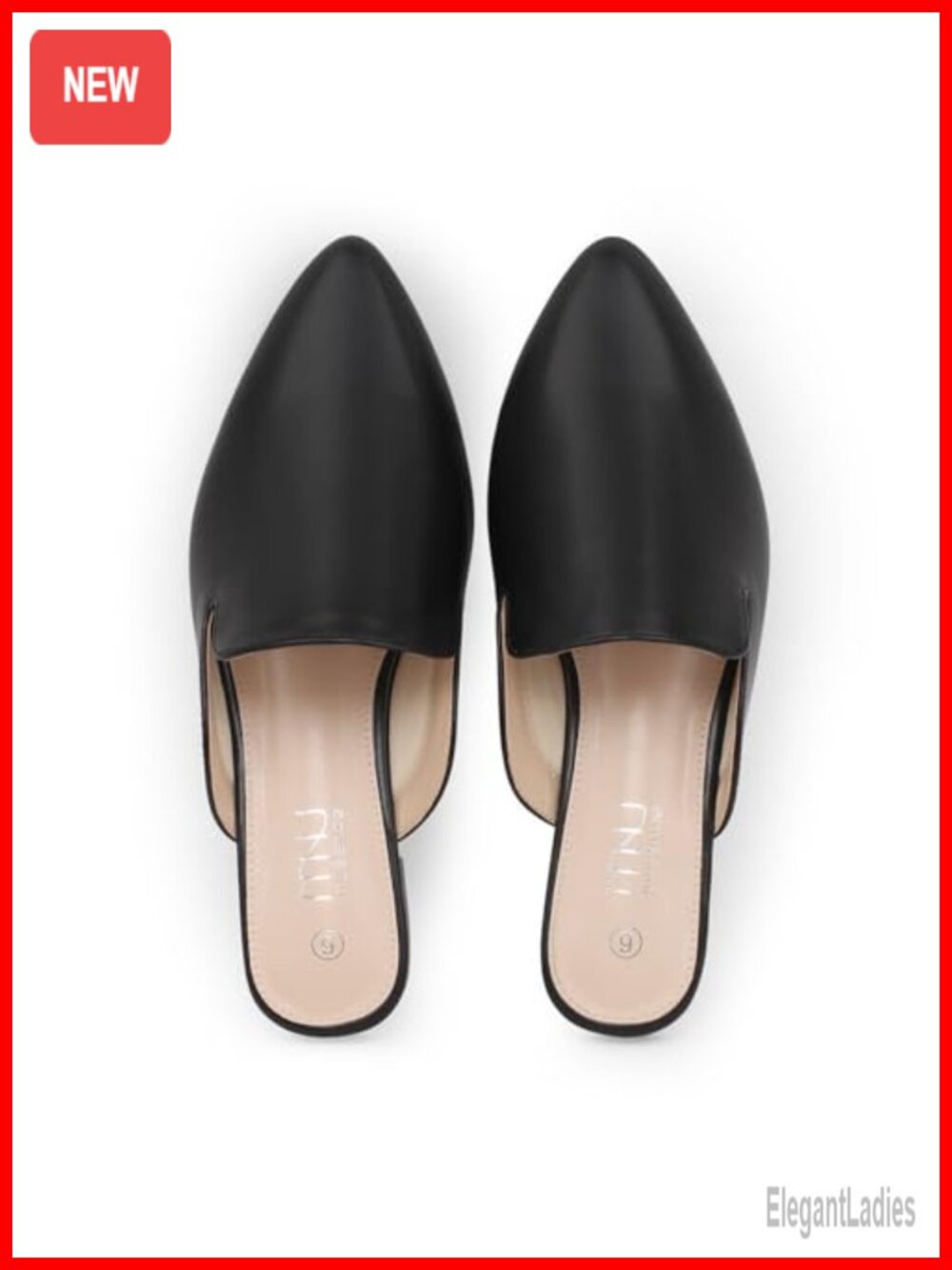 MUSSHOE Women's Pointed Toe Mule Flats Slip-On Loafers Memory Foam Work Casual